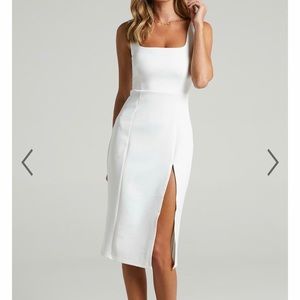 White Midi Dress with Slit